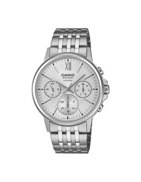 Casio BMS-300D-7A – Reloj Hombre Analógico de Acero Inoxidable Plateado