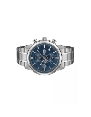 Reloj Casio Para Hombre MTP-E510D-2A2 Cronógrafo Correa Acero Plateado Esfera Azul