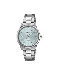 Reloj Casio Para Mujer LTP-1303DD-2A Analógico Correa Acero Plateado Esfera Azul