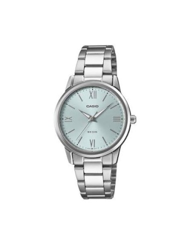 Reloj Casio Para Mujer LTP-1303DD-2A Analógico Correa Acero Plateado Esfera Azul