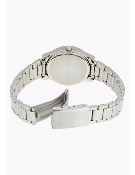 Reloj Casio Para Mujer LTP-1303DD-2A Analógico Correa Acero Plateado Esfera Azul