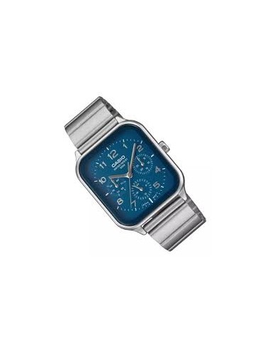Reloj Casio Para Hombre MTP-M306D-2A Fase Lunar Correa Acero Plateado Esfera Azul