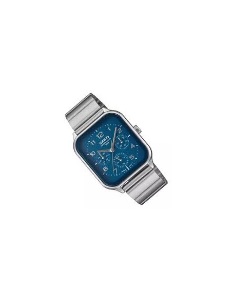 Reloj Casio Para Hombre MTP-M306D-2A Fase Lunar Correa Acero Plateado Esfera Azul