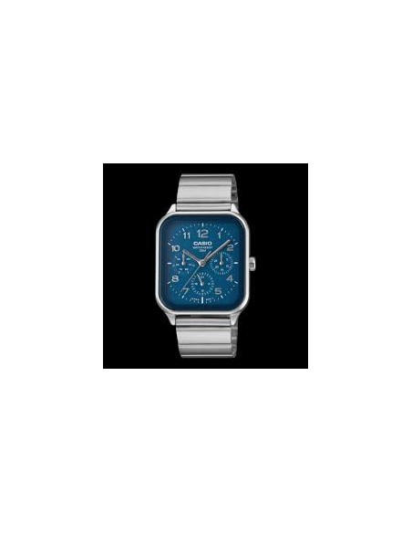 Reloj Casio Para Hombre MTP-M306D-2A Fase Lunar Correa Acero Plateado Esfera Azul