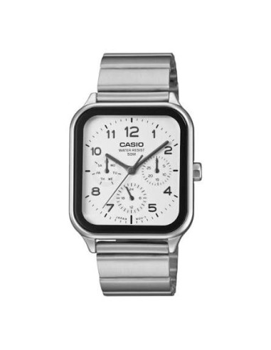 Reloj Casio Para Hombre MTP-M306D-7A Fase Lunar Correa Acero Plateado Esfera Azul