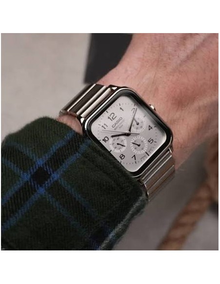 copy of Reloj Casio Para Hombre MTP-M306D-2A Fase Lunar Correa Acero Plateado Esfera Azul