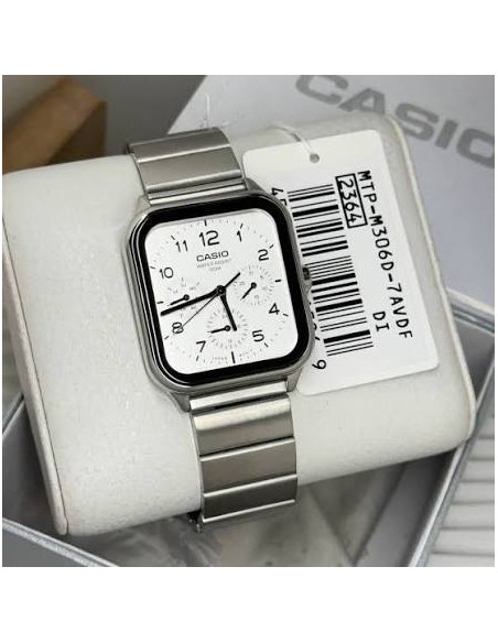 copy of Reloj Casio Para Hombre MTP-M306D-2A Fase Lunar Correa Acero Plateado Esfera Azul