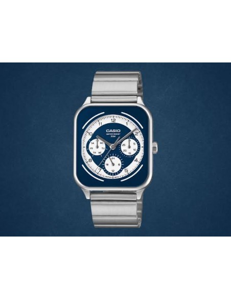 Reloj cronógrafo hombre Casio Square Panda MTP-M307D-2B 44.5 × 34 × 9.4 mm 50m WR correa de acero