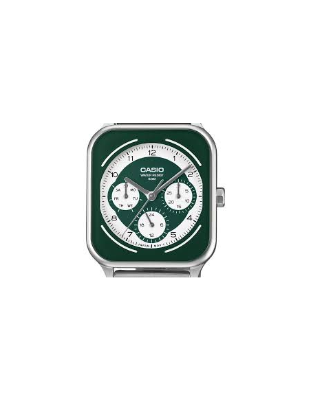 Reloj cronógrafo hombre Casio Square Panda MTP-M307D-3B 44.5 × 34 × 9.4 mm 50m WR correa de acero
