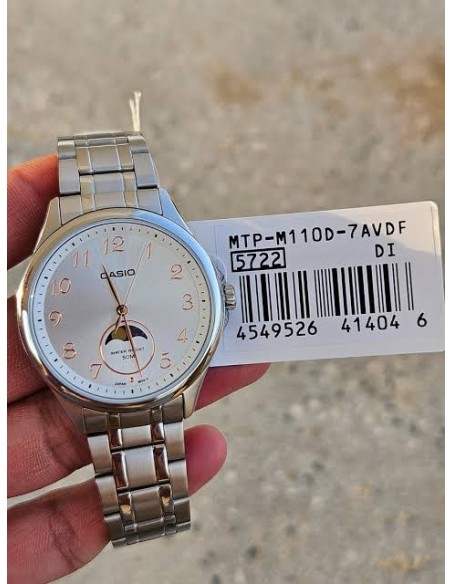 Reloj cuarzo hombre Casio Sun & Moon  MTP-M110D-7A 48.4 × 42.5 × 9.6 mm correa de acero 50m WR
