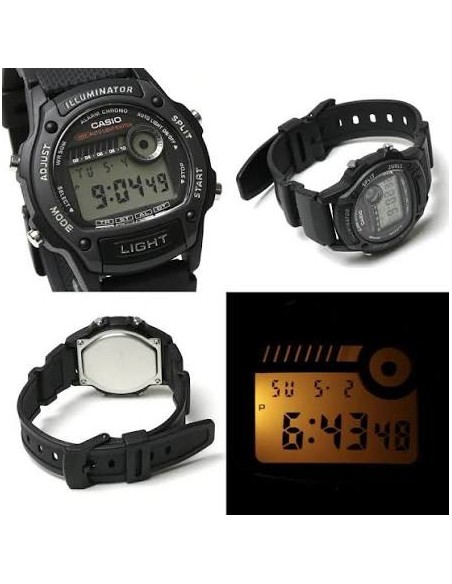 Reloj Casio Para Hombre W-220H-1A Digital Deportivo Resina Negra 100M