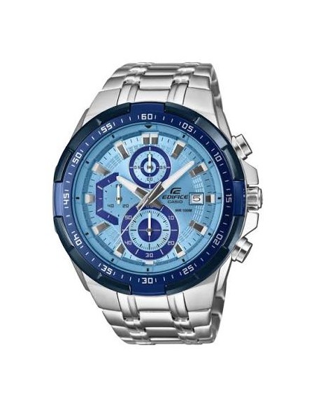Reloj Casio Edifice Para Hombre EFR-539DE-2A Cronógrafo Correa Acero Esfera Azul
