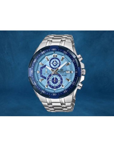 Reloj Casio Edifice Para Hombre EFR-539DE-2A Cronógrafo Correa Acero Esfera Azul