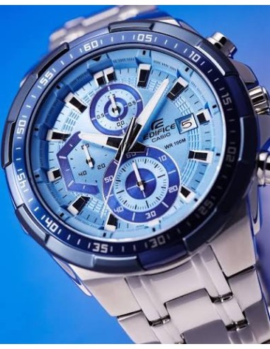 Reloj Casio Edifice Para Hombre EFR-539DE-2A Cronógrafo Correa Acero Esfera Azul