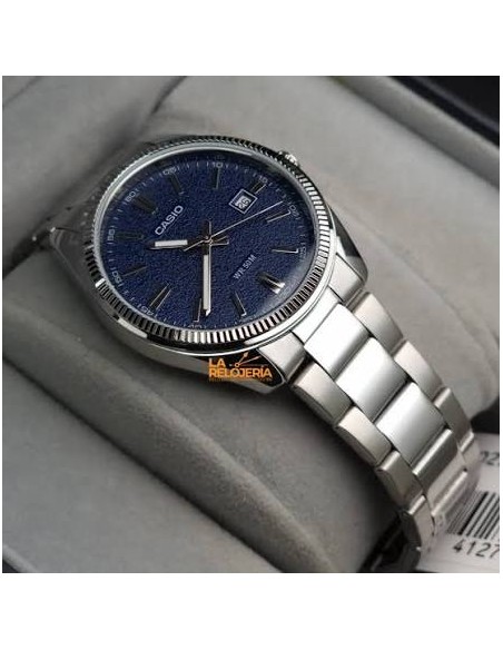 Reloj hombre analogico MTP-1302DA-2A1 correa acero inoxidable dial azul