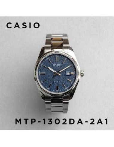 Reloj hombre analogico MTP-1302DA-2A1 correa acero inoxidable dial azul