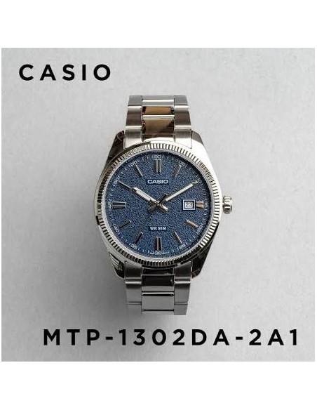 Reloj hombre analogico MTP-1302DA-2A1 correa acero inoxidable dial azul