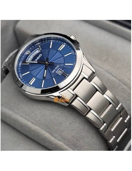 reloj clásico hombre CASIO Enticer MTP-1381D-1A dial negro 40mm correa de acero 50m resistente al agua Día - Fecha