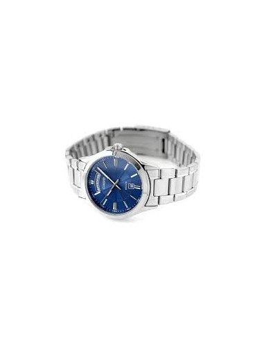 Reloj Casio Para Hombre MTS-115D-2A1 Cristal Zafiro Correa Acero Esfera Azul