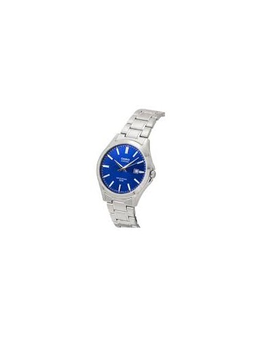 Reloj Casio Para Hombre MTS-115D-2A1 Cristal Zafiro Correa Acero Esfera Azul