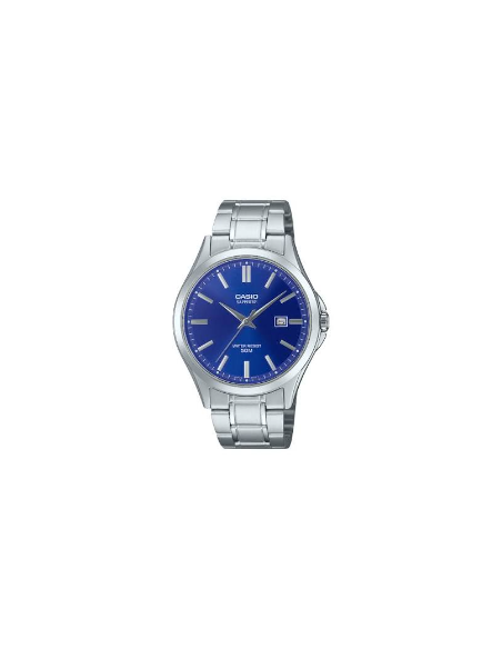 Reloj Casio Para Hombre MTS-115D-2A1 Cristal Zafiro Correa Acero Esfera Azul