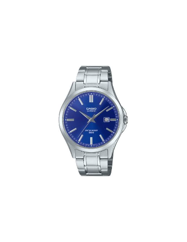 Reloj Casio Para Hombre MTS-115D-2A1 Cristal Zafiro Correa Acero Esfera Azul