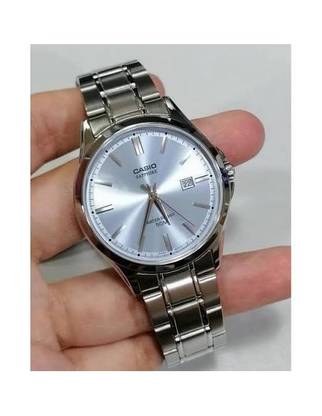 Reloj Casio Para Hombre MTS-115D-2A2 Cristal Zafiro Correa Acero