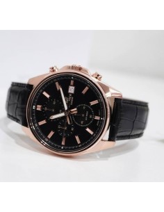 Reloj Casio Edifice Para Hombre EFV-610ECL-1A Cronógrafo Correa de Cuero Negra 2