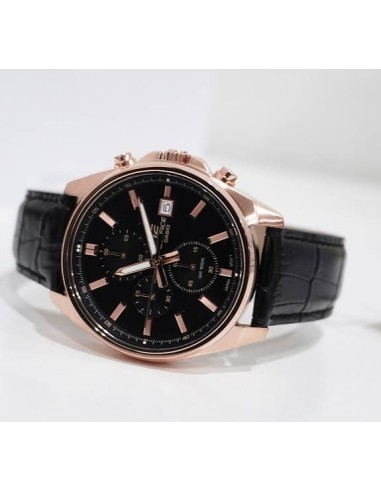 Reloj Casio Edifice Para Hombre EFV-610ECL-1A Cronógrafo Correa de Cuero Negra