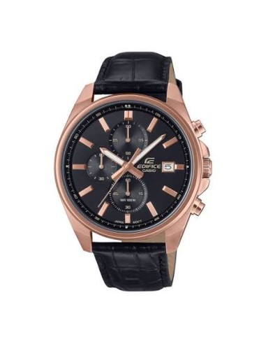Reloj Casio Edifice Para Hombre EFV-610ECL-1A Cronógrafo Correa de Cuero Negra