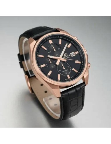 Reloj Casio Edifice Para Hombre EFV-610ECL-1A Cronógrafo Correa de Cuero Negra
