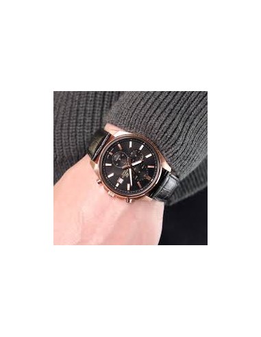 Reloj Casio Edifice Para Hombre EFV-610ECL-1A Cronógrafo Correa de Cuero Negra