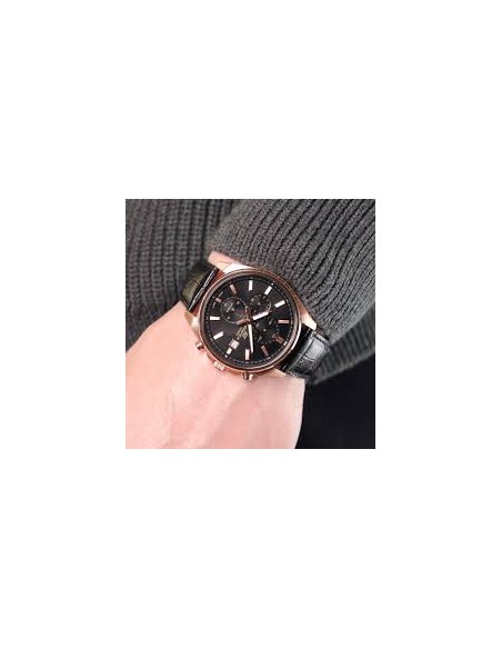Reloj Casio Edifice Para Hombre EFV-610ECL-1A Cronógrafo Correa de Cuero Negra