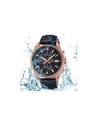 Reloj Casio Edifice Para Hombre EFV-610ECL-1A Cronógrafo Correa de Cuero Negra