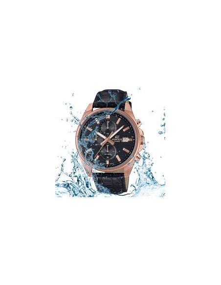 Reloj Casio Edifice Para Hombre EFV-610ECL-1A Cronógrafo Correa de Cuero Negra