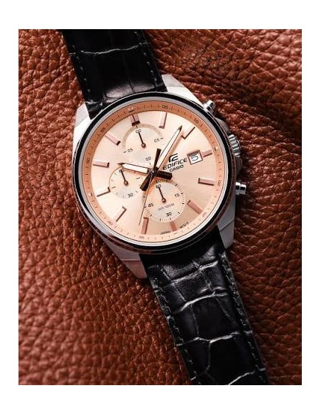 Reloj Casio Edifice Para Hombre EFV-610EL-5A Cronógrafo Correa de Cuero Marrón