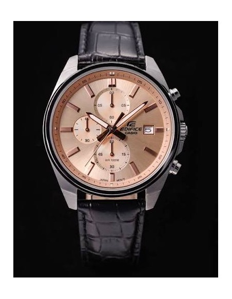 Reloj Casio Edifice Para Hombre EFV-610EL-5A Cronógrafo Correa de Cuero Marrón
