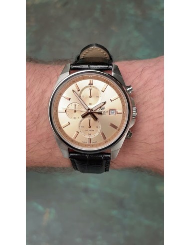 Reloj Casio Edifice Para Hombre EFV-610EL-5A Cronógrafo Correa de Cuero Marrón