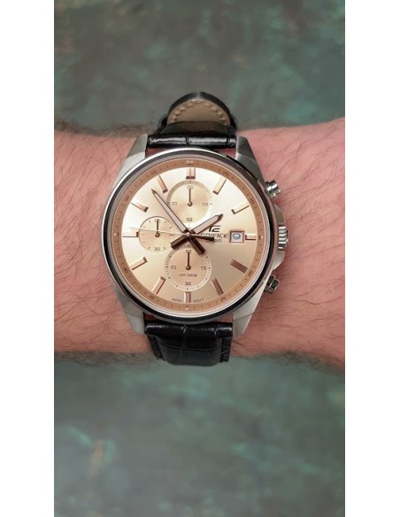 Reloj Casio Edifice Para Hombre EFV-610EL-5A Cronógrafo Correa de Cuero Marrón