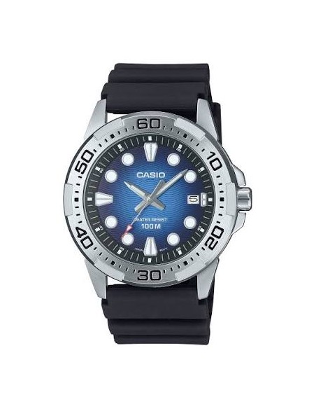 Reloj Casio Para Hombre MTD-140-2A Deportivo Resina Negra Esfera Azul 100M
