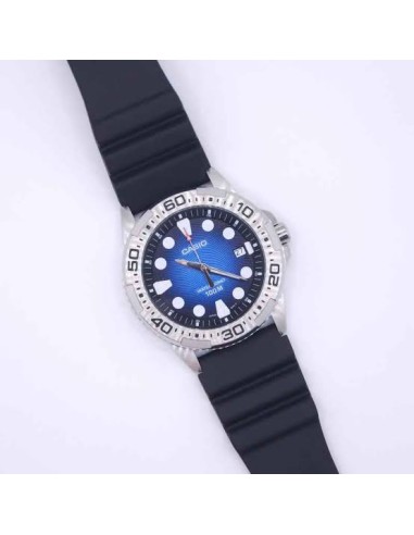 Reloj Casio Para Hombre MTD-140-2A Deportivo Resina Negra Esfera Azul 100M