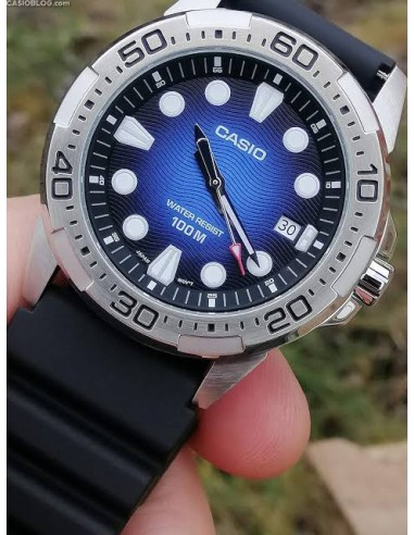 Reloj Casio Para Hombre MTD-140-2A Deportivo Resina Negra Esfera Azul 100M