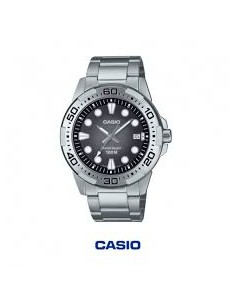 Reloj Casio Para Hombre MTD-140D-1A Deportivo Correa Acero Plateado Esfera Negra 100M