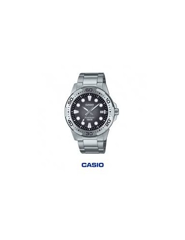 Reloj Casio Para Hombre MTD-140D-1A Deportivo Correa Acero Plateado Esfera Negra 100M