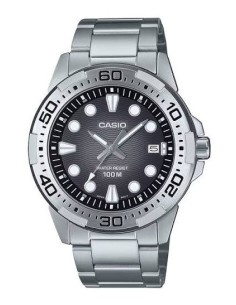 Reloj Casio Para Hombre MTD-140D-1A Deportivo Correa Acero Plateado Esfera Negra 100M 2