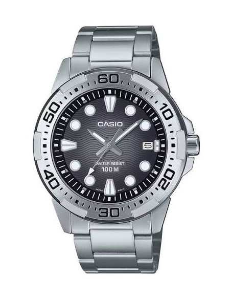 Reloj Casio Para Hombre MTD-140D-1A Deportivo Correa Acero Plateado Esfera Negra 100M