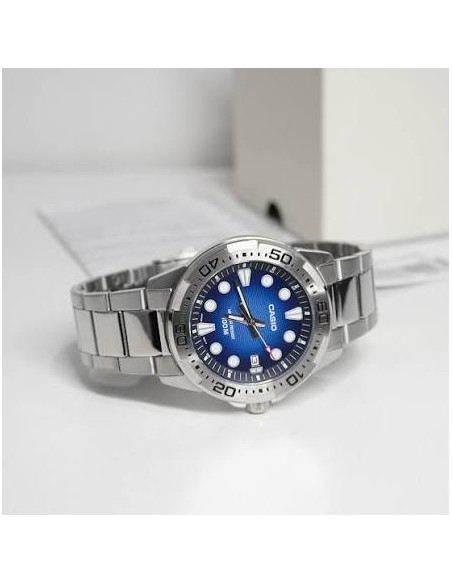 Reloj Casio Para Hombre MTD-140D-2A Deportivo Correa Acero Plateado 100M