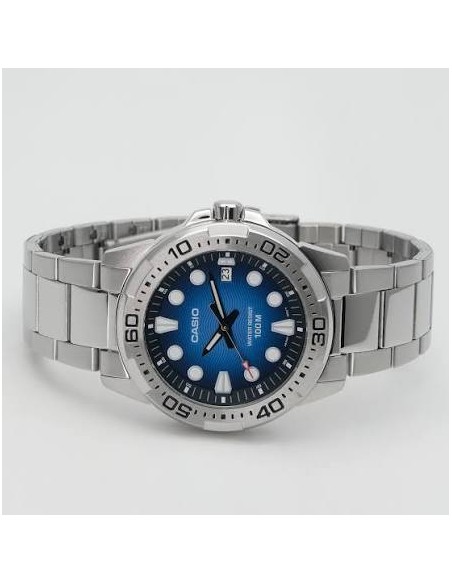 Reloj Casio Para Hombre MTD-140D-2A Deportivo Correa Acero Plateado 100M