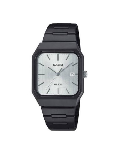 Reloj Casio Para Hombre MTP-B185B-7A Analógico Correa Acero Negro Esfera Plateada