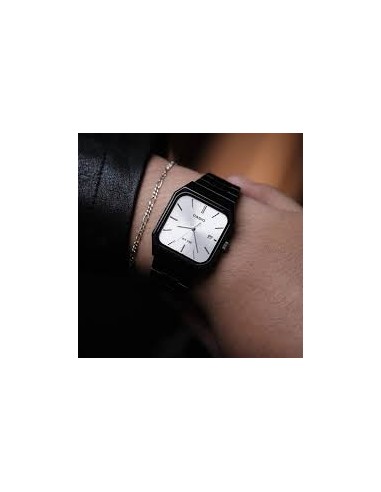 Reloj Casio Para Hombre MTP-B185B-7A Analógico Correa Acero Negro Esfera Plateada